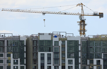 construction crane on the roof of a building