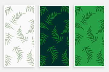 leaves pattern vertical banners or label