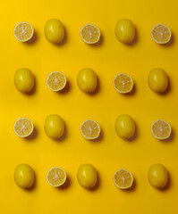 pattern of lemons in a yellow background
