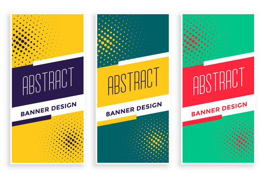 halftone abstract vertical banners sports style set