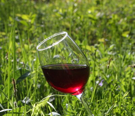 Glass with red wine