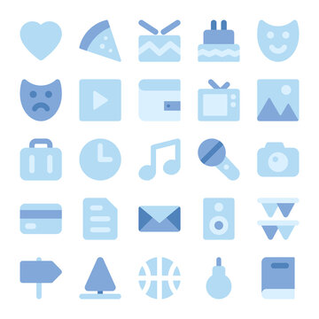 Blue flat color icons for christmas.
