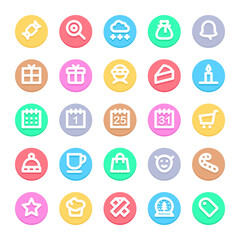 Circle color outline icons for christmas.