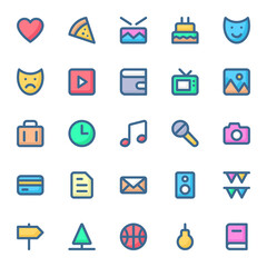 Filled color outline icons for christmas.