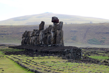 The Moai`s  Ahu Tongariki in the morning, Easter Island, Rapa Nui, Chile, South America