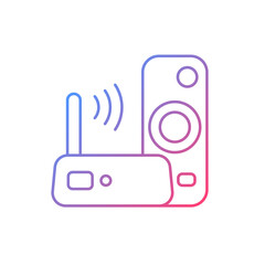Media streaming device gradient linear vector icon. Watching television on Internet-connected device. Thin line color symbols. Modern style pictogram. Vector isolated outline drawing