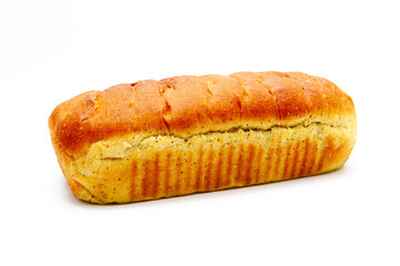 Delicious homemade spiced bread isolated on white background. Horizontal shot.