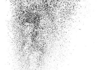 Distressed black texture. Dark grainy texture on white background. Dust overlay textured. Grain noise particles. Rusted white effect. Grunge design elements. Vector illustration, EPS 10.