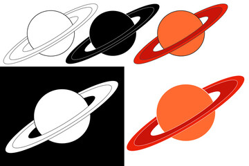 Set of Saturn icon isolated on white background. Vector illustration. © Inna