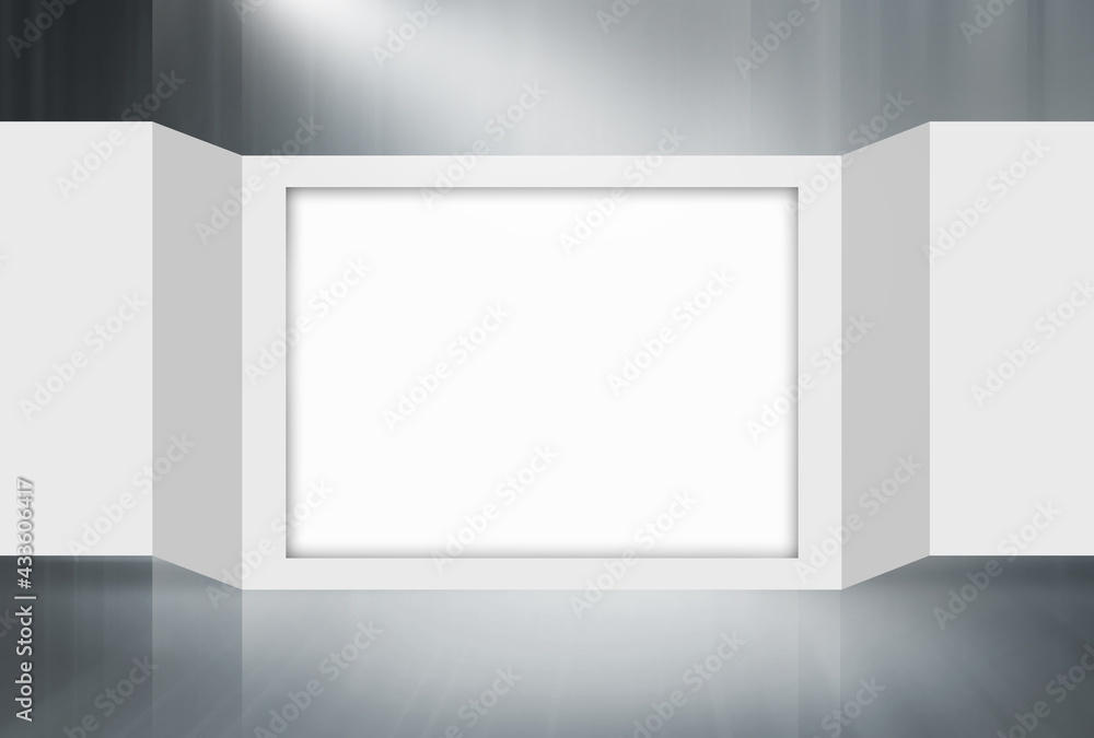 Poster empty 3d folding paper frame with clipping path included