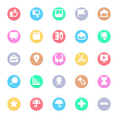Circle color glyph icons for education.