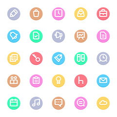 Circle color outline icons for education.