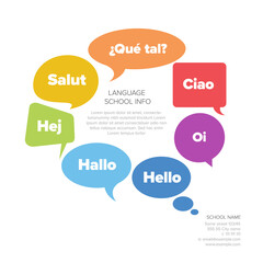 Concept image for promoting foreign languages in language school