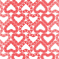Seamless pattern of decorative heart shapes from meanders ornaments