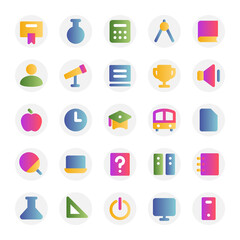 Gradient color icons for education.