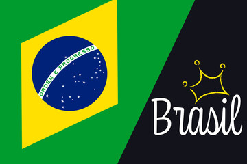 Obraz premium Brazil flag. Brasil Independence Day. Background with national country symbol.
