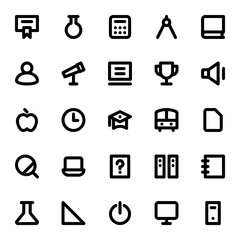 Bold line icons for education.