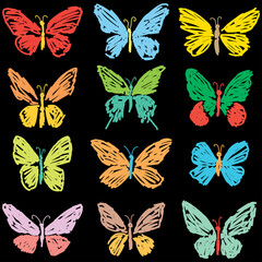 Fototapeta na wymiar Vector image of doodles various colorful butterflies