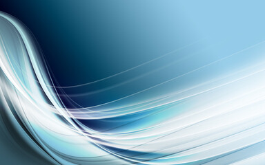 Futuristic white abstract glow light waves on gradient blue technology background.