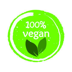Vegan organic logo icon badge design. Vector illustration.
