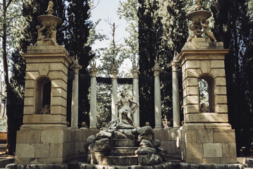 Fototapeta na wymiar antique monumental fountain in the park