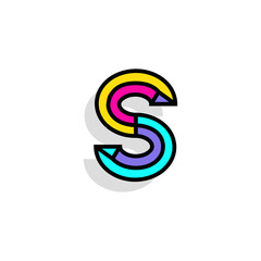 Colorful Vector Chisel Letter S