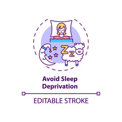 Avoid sleep deprivation concept icon. Healthy lifestyle, personal management and regulation. Self control idea thin line illustration. Vector isolated outline RGB color drawing. Editable stroke
