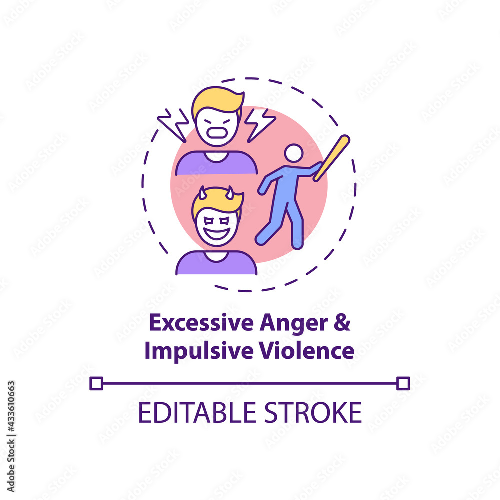 Poster excessive anger and impulsive violence concept icon. mental health issue. self control problem idea 