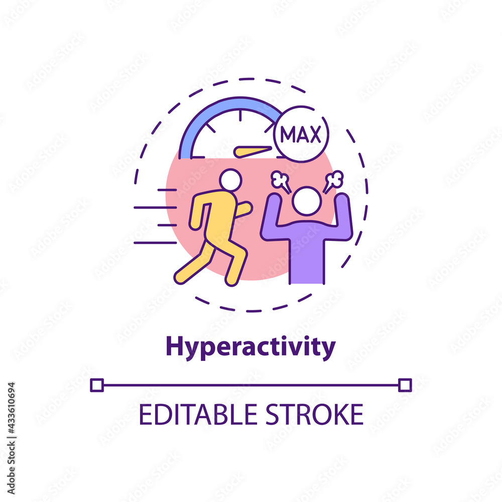 Poster hyperactivity concept icon. attention deficit disorder. problem with focusing. self control issue id