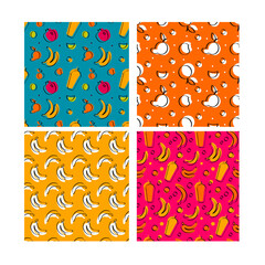 colourful food vector background illustration with oranges, kiwi and garnet. colourful fresh fruit and juice vector background. fresh tasty food vector pattern background with fruit.
