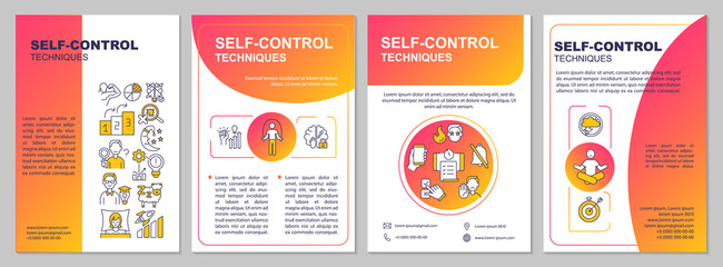 Self control techniques brochure template. Work life harmony. Flyer, booklet, leaflet print, cover design with linear icons. Vector layouts for presentation, annual reports, advertisement pages