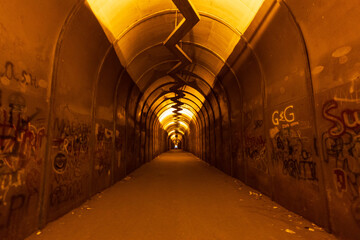 tunnel in yerevan with illumination