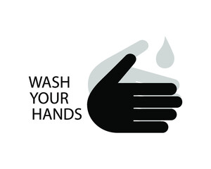 wash your hands sign isolated on a white background