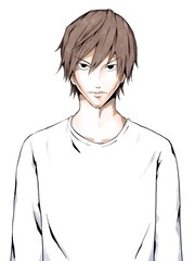 漫画風カラー_白シャツ男_睨みつける_縦