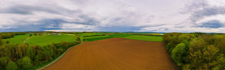 Panorama landschaft Landwirtschaft Windrad Wald