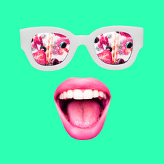Contemporary art collage, modern design. Summertime mood