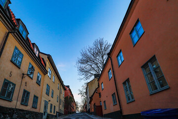 Stockholm, Sweden The quaint cobblestoned Yttersta Tvargrand street, on  Sodermalm.