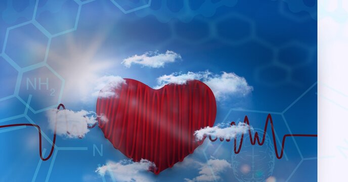 Composition of medical data and chemical compounds over red heart