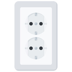 Simple White Flat Wall Socket Vector Illustration Icon, Type F