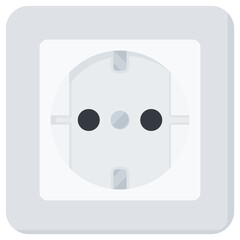 Simple White Flat Wall Socket Vector Illustration Icon, Type F