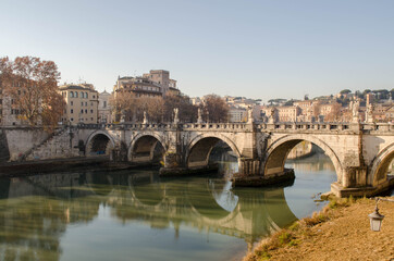Bridge over Tiber river in Rome