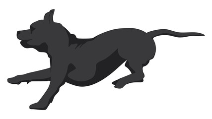 Silhouette running brindle Staffordshire terrier or pitbull isolated on white. Vector illustration.