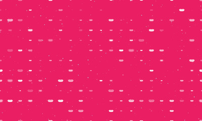 Seamless background pattern of evenly spaced white hotdog symbols of different sizes and opacity. Vector illustration on pink background with stars