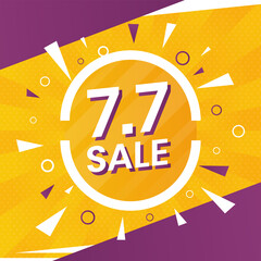 7.7 Sale design. Banner sale design good for commercial event monthly. Orange Banner sales design