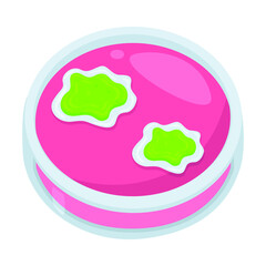 Obraz premium Petri Dish Sign Emoji Icon Illustration. Microbes Laboratory Vector Symbol Emoticon Design Clip Art Sign Comic Style.