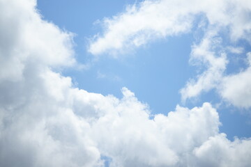 Blue sky with white grey clouds in sunny day