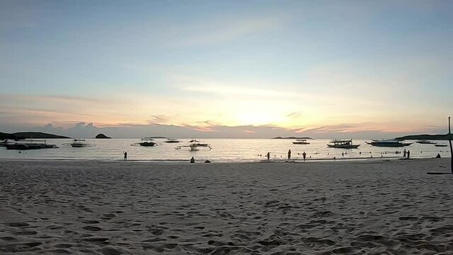Beautiful Sunset In Calaguas Island In The Philippines During Summer