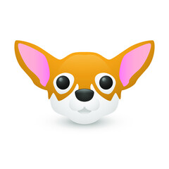 Chihuahua Dog Home Pet Animals Emoji Illustration Face Vector Design Art Doggy Breed Clip Art.