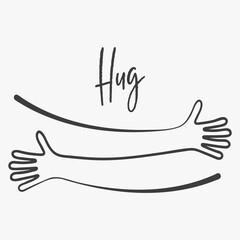 Simple line creating hug drawing. illustration