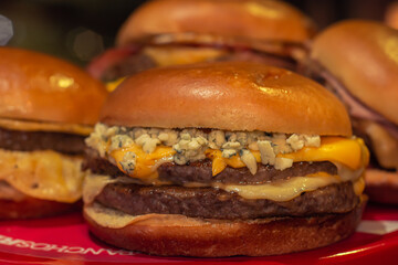 Delicious fresh home made Burguers with vegetables, Food advertising photography
